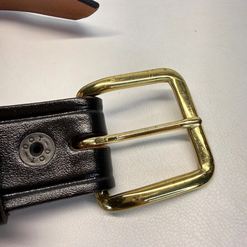 Don Hume Black Leather Belt Solid Brass Buckle Mens Size 36